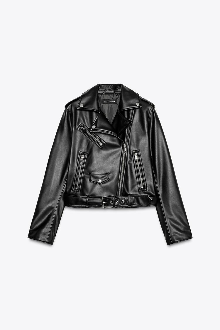フェイクレザー ライダースジャケット - ブラック | ZARA Japan / 日本