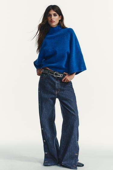 KNIT JUMPER WITH WIDE SLEEVES - Bluish by Zara