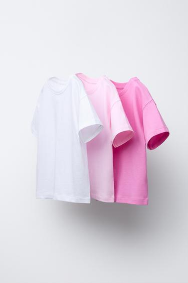 PACK TRES CAMISETAS LISAS - Rosa de Zara - Imagen 0