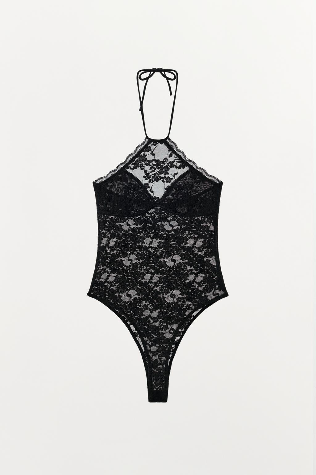 LACE HALTER NECK BODYSUIT