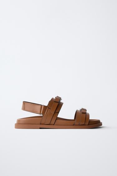 Zara BUCKLED SANDALS - Brown