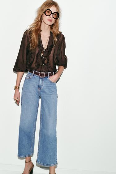 БЛУЗА С ВОЛАНАМИ — КОРИЧНЕВЫЙ от Zara