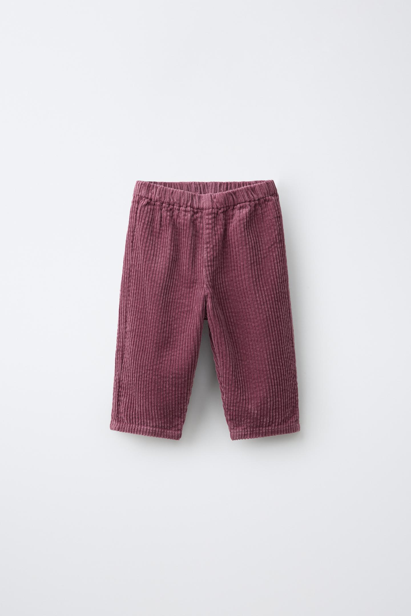 Детские брюки Zara Baggy Corduroy Patch, цвет: Розовый — фото 1