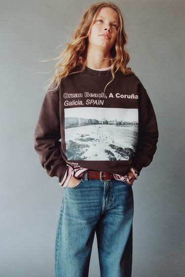 A CORUÑA PRINT SWEATSHIRT - Brown by Zara