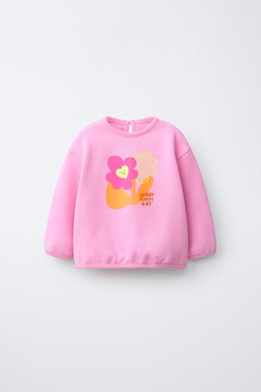 BLUZË HOODIE ME LULE - Rozë nga Zara - Imazh 0