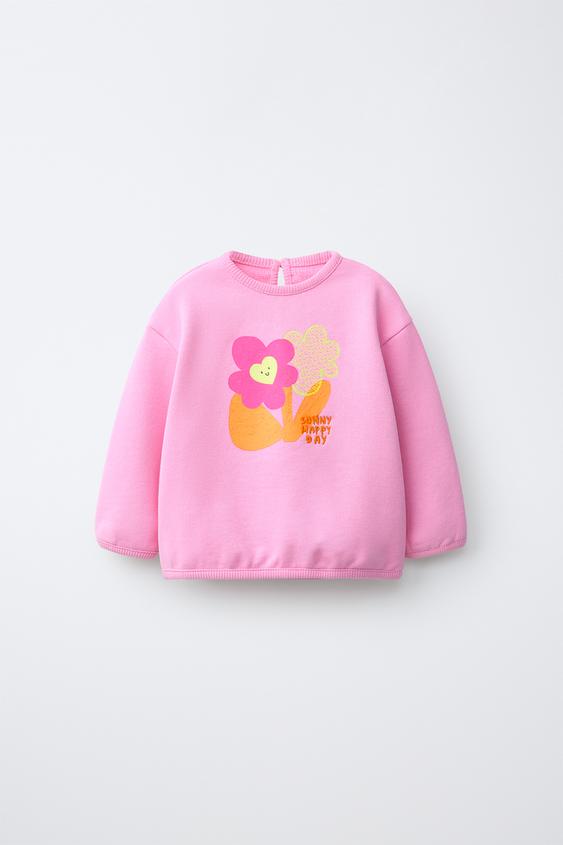 SUDADERA ESTAMPADO FLOR - Rosa de Zara - Imagen 0