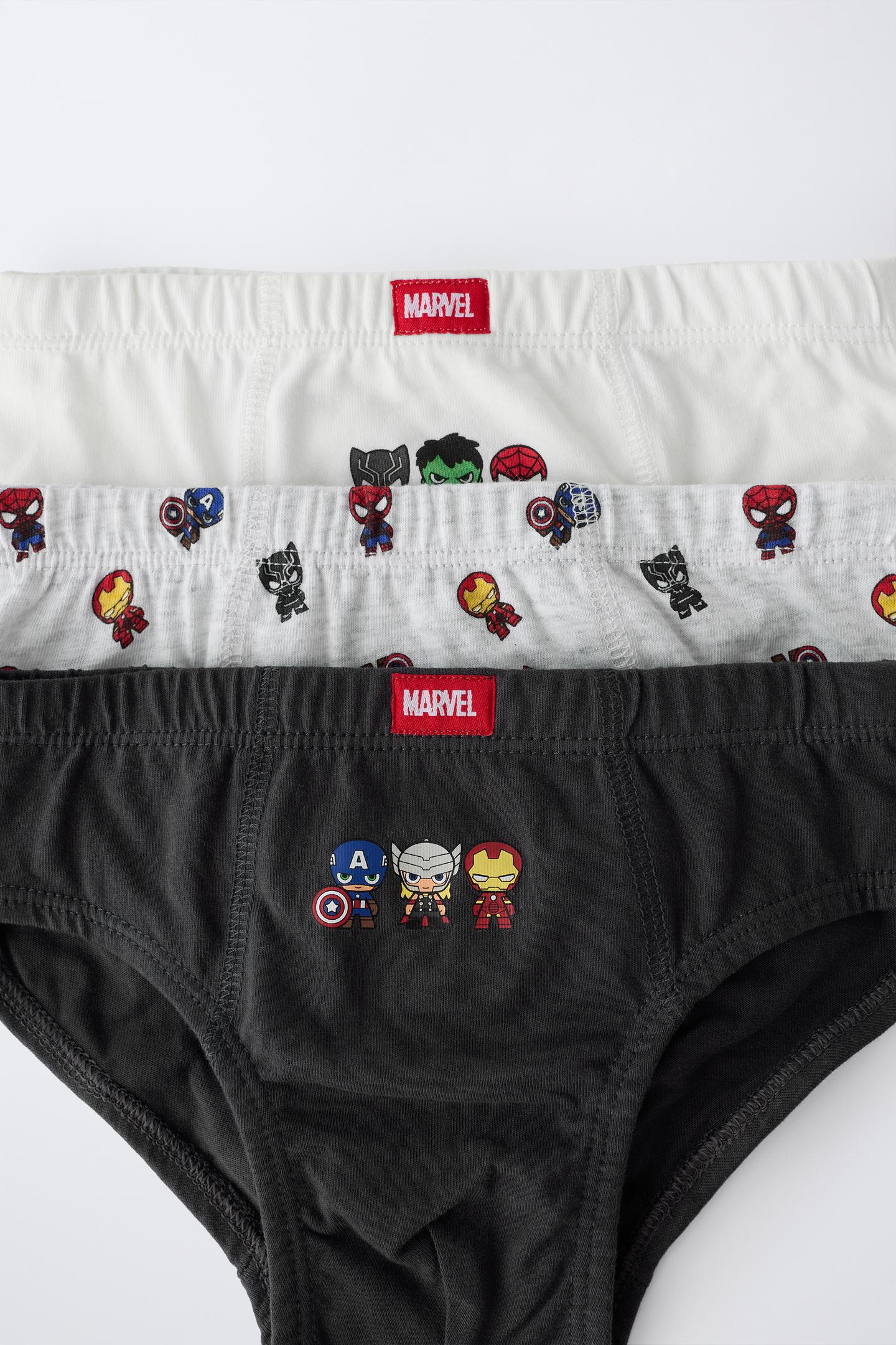 Трусы-брифы Marvel для детей, с принтом, 3 шт. — Zara, цвет: Белый / Серый — фото 2