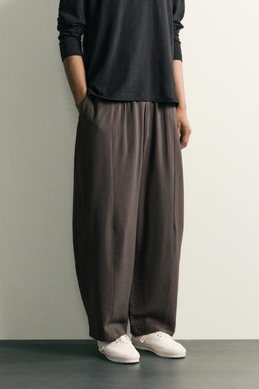FLOWING BALLOON FIT TROUSERS - Grey by Zara