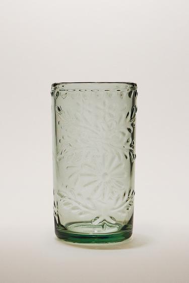 FLORAL ACRYLIC SOFT DRINK TUMBLER - Green / Blue by Zara
