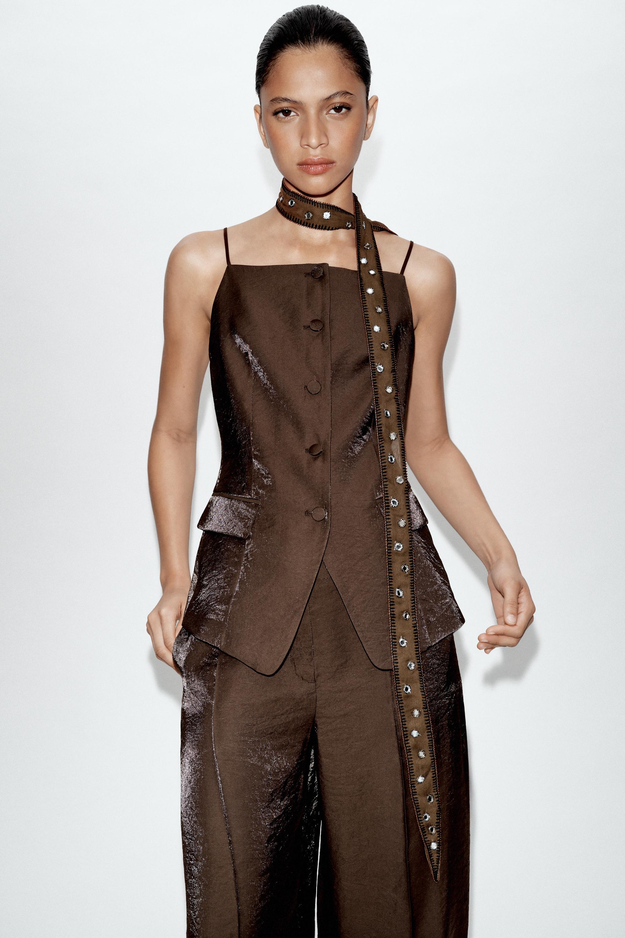 SHINY-EFFECT GILET - Brown | ZARA South Africa