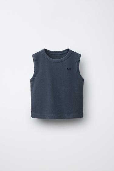 ガーメントダイ刺繍TシャツカーボングレーZaraのガーメントダイ刺繍Tシャツ - カーボングレー