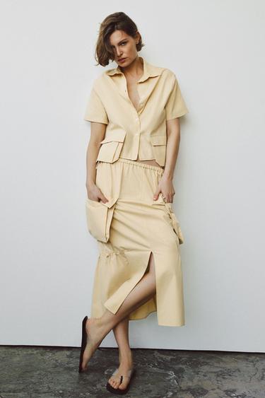 ЮБКА МИДИ КАРГО — ZW COLLECTION — ЖЕЛТЫЙ от Zara