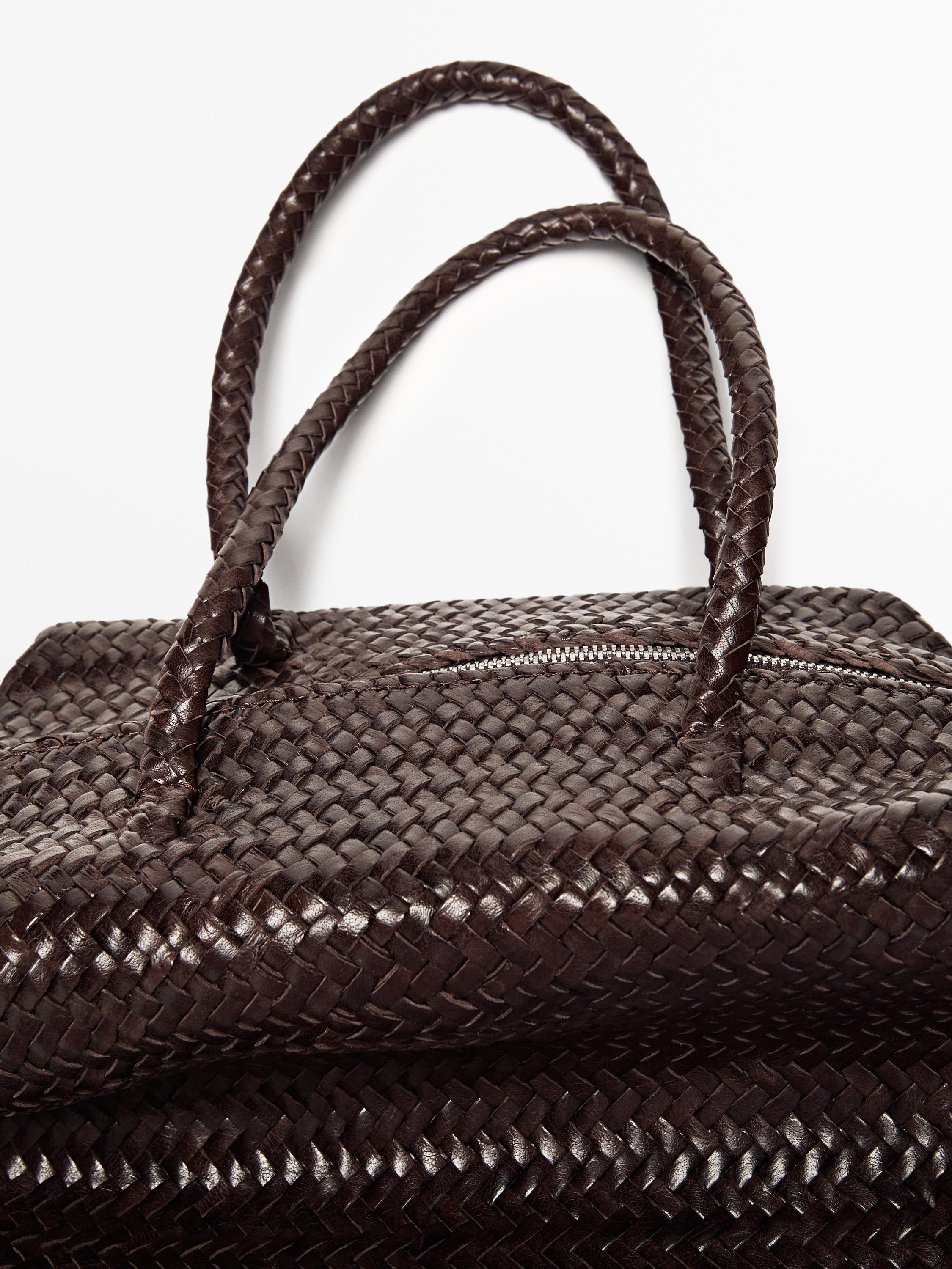 Sac satchel tressé en cuir nappa