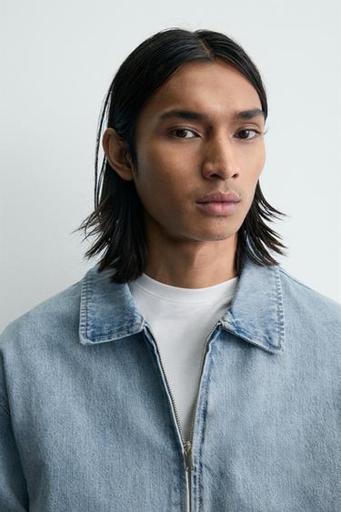 VESTE EN JEAN À FERMETURE ÉCLAIR - Bleu clair de Zara - Image 4