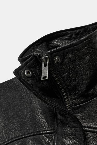 BLOUSON OVERSIZE 100% CUIR - Noir de Zara - Image 8