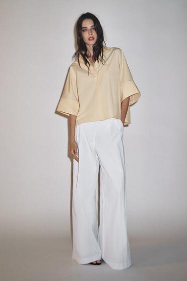 Zara ZW COLLECTION POPLIN SHIRT - Yellow