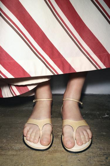 Zara LEATHER TOE SANDALS - Off White - Image 0