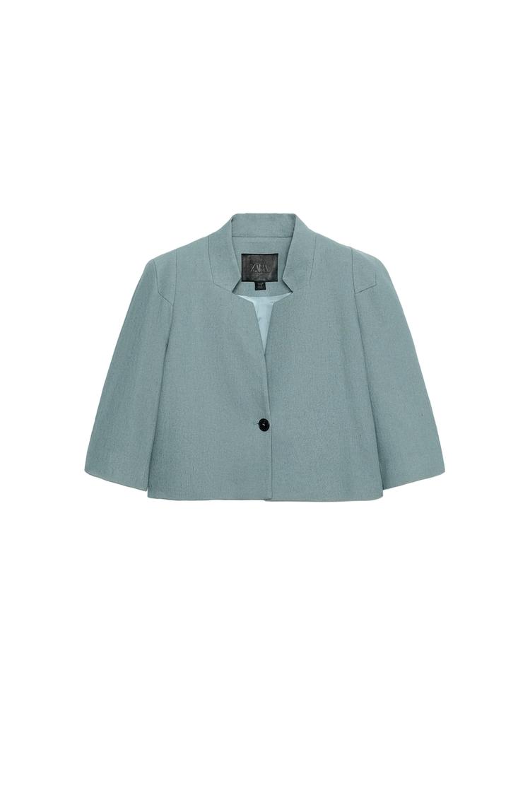 ZW COLLECTION LINEN BLEND CROPPED BLAZER