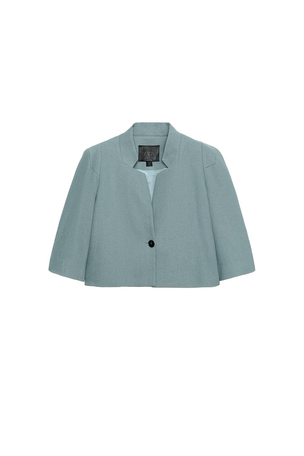 ZW COLLECTION LINEN BLEND CROPPED BLAZER