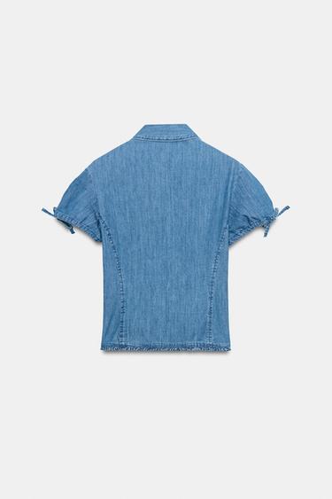 CAMISA DENIM NIDO DE ABEJA - Índigo de Zara