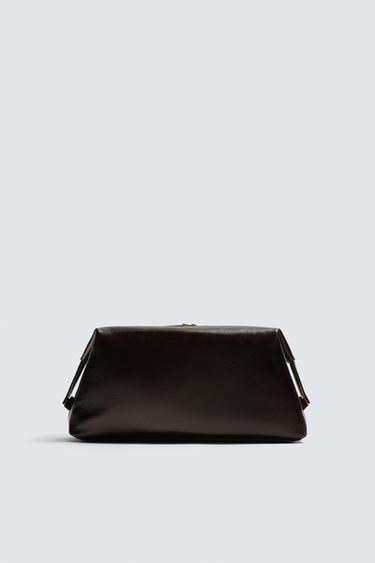 حقيبة كلتش XXL جلدية ويلي شافاريا X زارا - بني الخاص بـ Zara