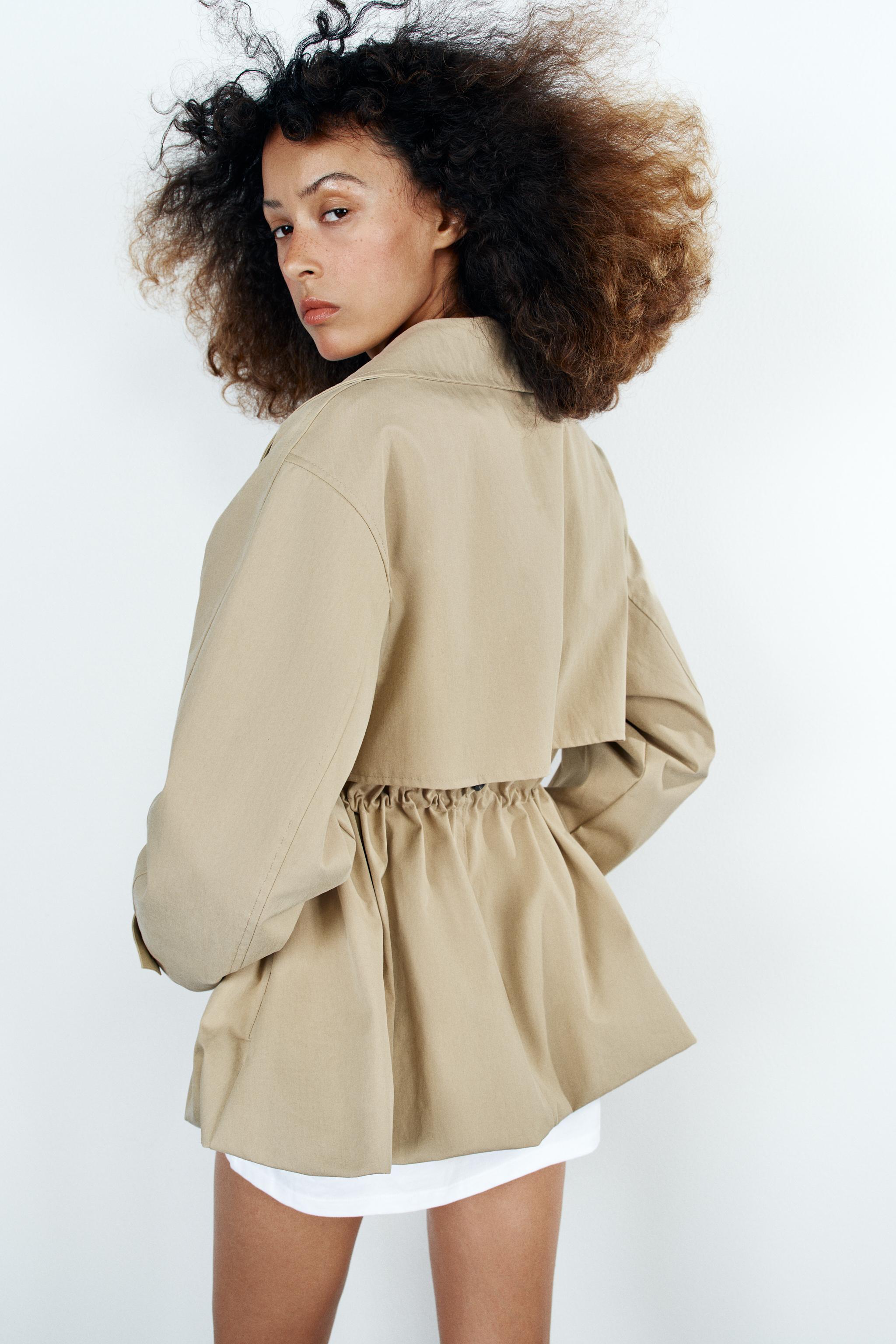 DOUBLE-BREASTED DRAWSTRING TRENCH JACKET