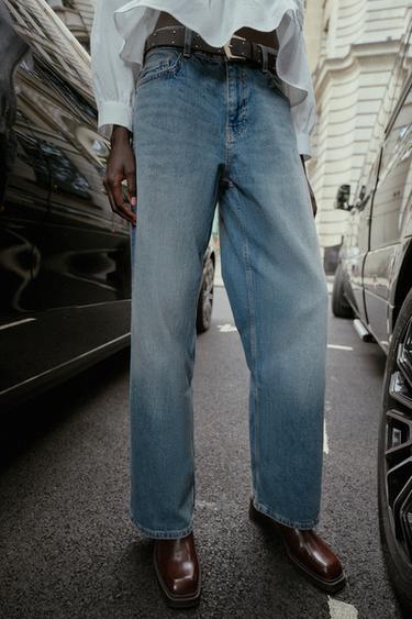 Z1975 MID-WAIST STRAIGHT BELTED JEANS - Mid-blue by Zara