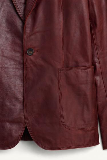 LIMITED EDITION LEATHER SUIT BLAZER - Brown by Zara - Image 8