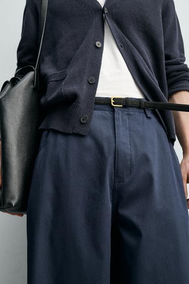 PANTALON WIDE FIT CROPPED - Bleu marine de Zara - Image 4