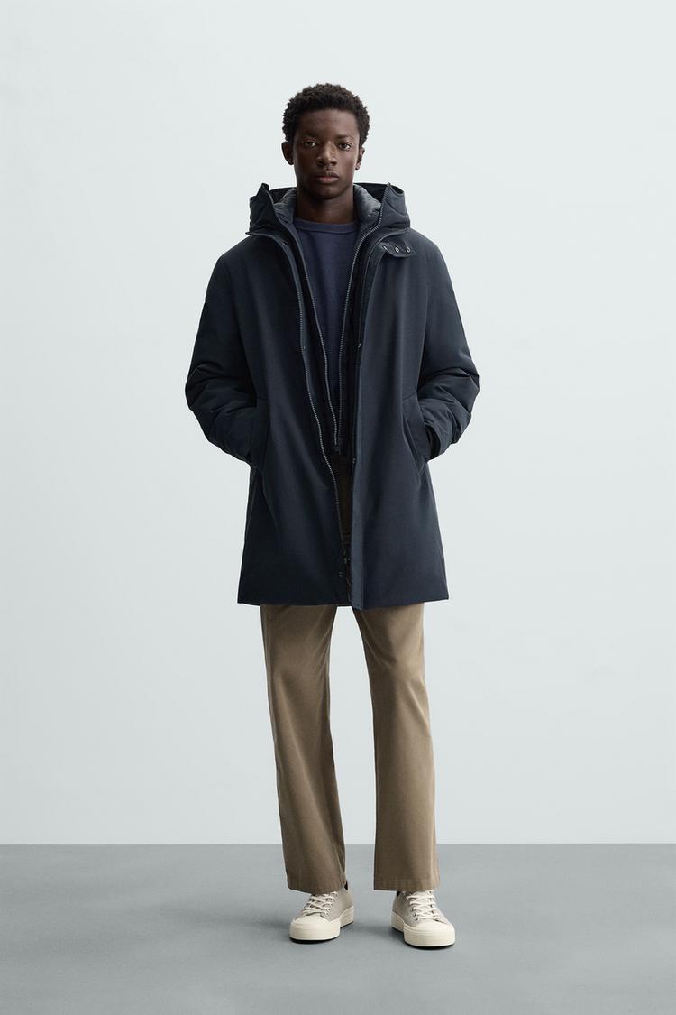 PADDED PARKA WITH DETACHABLE COLLAR Navy blue ZARA Australia