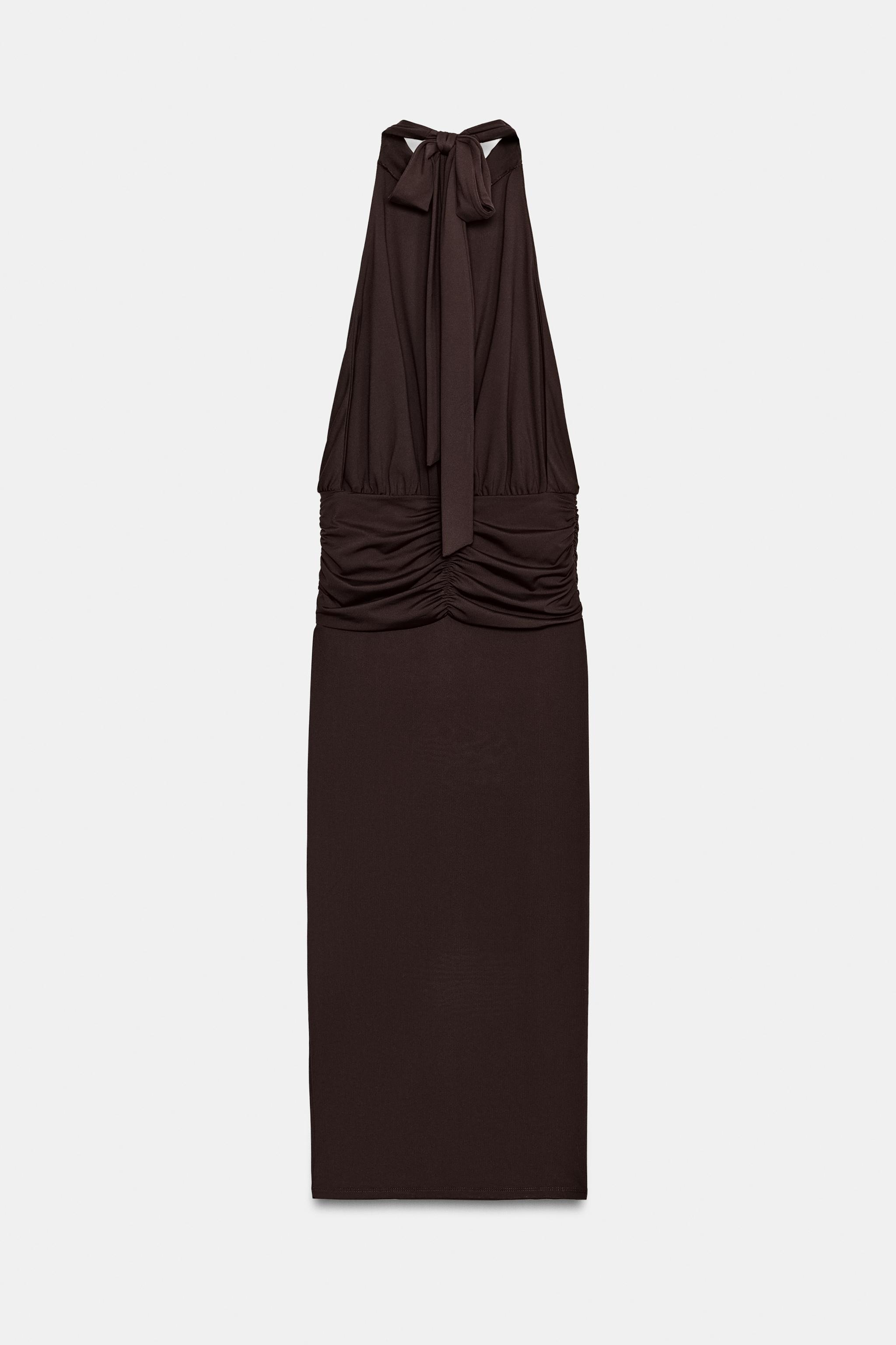 DRAPED HALTER DRESS