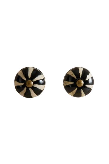 PACK OF STRIPED CERAMIC DOOR KNOBS (PACK OF 2) - Black by Zara