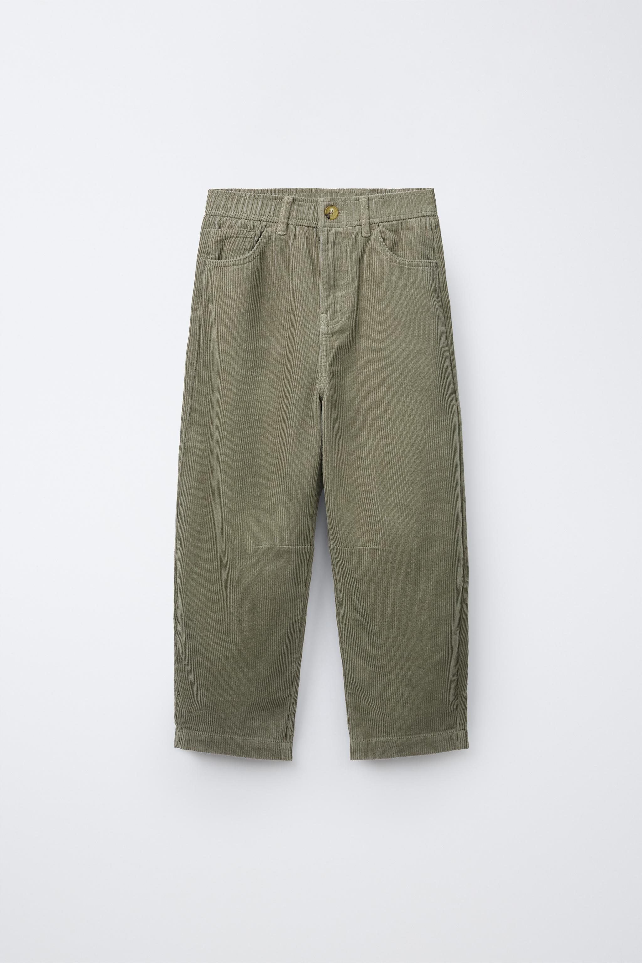 CORDUROY BARREL PANTS - Mid-green | ZARA United States