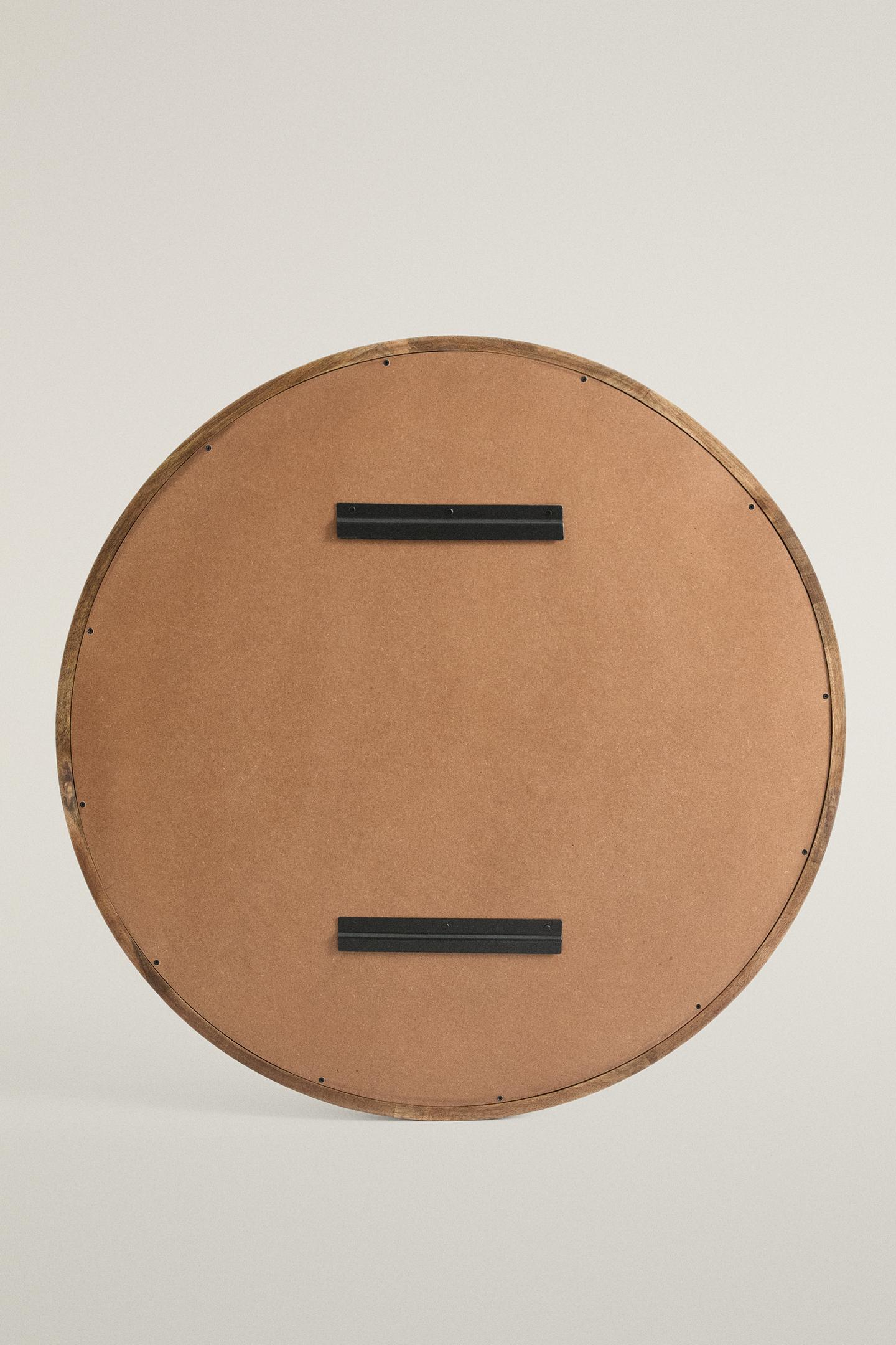 Zara Round Wooden Mirrored, цвет: Коричневый — фото 3