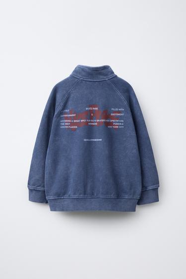 WASHED-EFFECT ZIP-UP SWEATSHIRT - Faded blue by Zara - Image 1