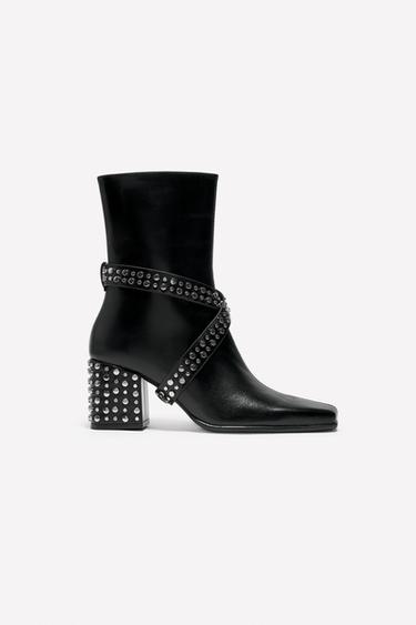 LEATHER HEELED ANKLE BOOTS WITH STUDS LUDOVIC DE SAINT SERNIN x ZARA - Black by Zara