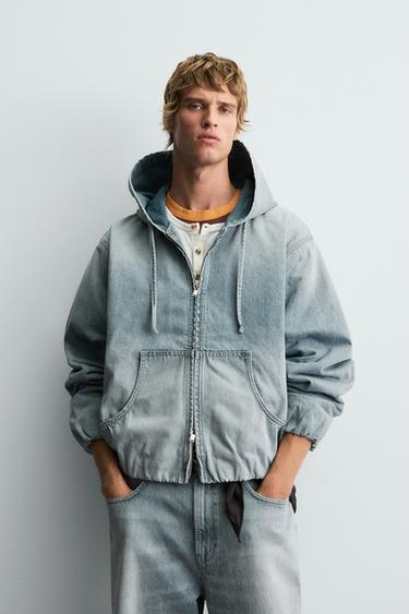 DENIM HOODIE JACKET - Aquamarine by Zara