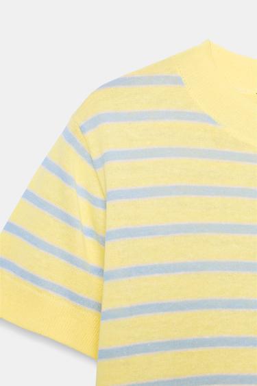 HAUT EN MAILLE FINE À RAYURES ET MANCHES COURTES - Rayures de Zara - Image 8