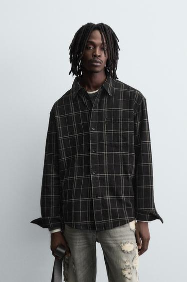CHECK OVERSHIRT - Black by Zara