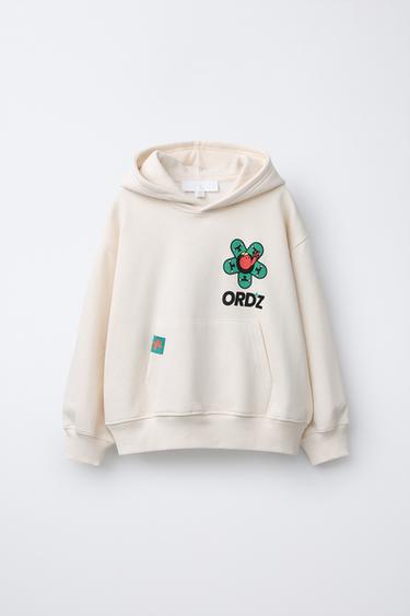 LOGO PRINT HOODIE - Oyster-white by Zara