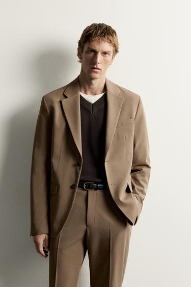 Zara COMFORT SUIT BLAZER - taupe brown