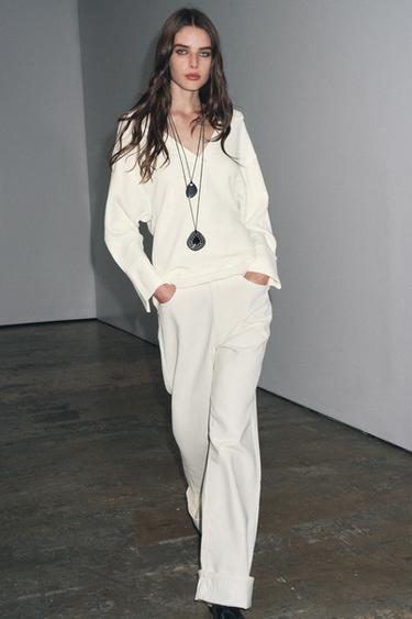 CAMISA DE COLL POLO ZW COLLECTION - Blanc trencat de Zara