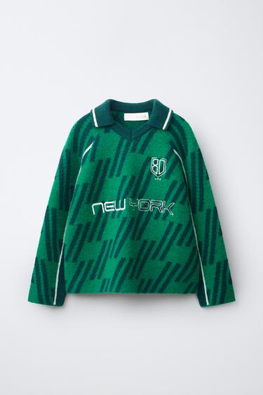 SWEATER DE MALHA EFEITO PELUDO BORDADO - Verde da Zara