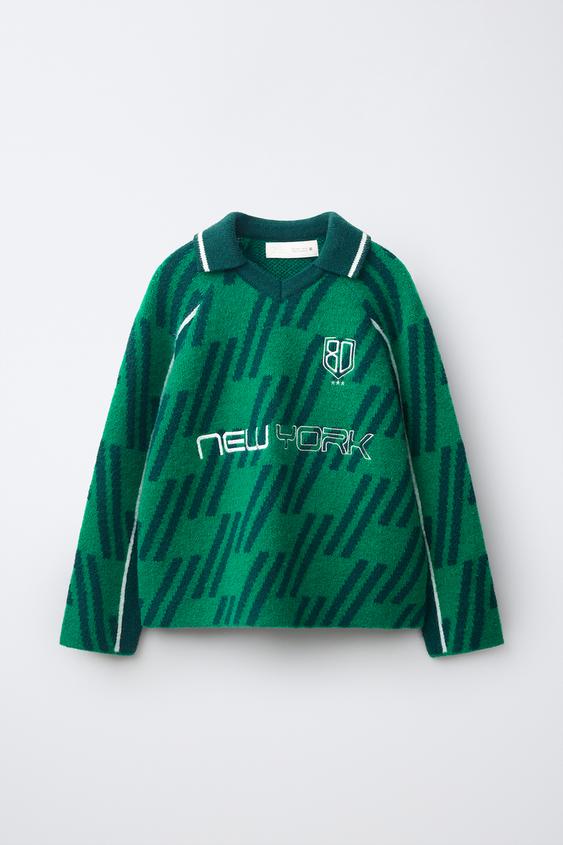 JERSEY PUNTO EFECTO PELITO BORDADO - Verde de Zara - Imagen 0