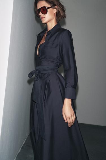 ZW COLLECTION POPLIN SHIRT DRESS - Navy blue by Zara