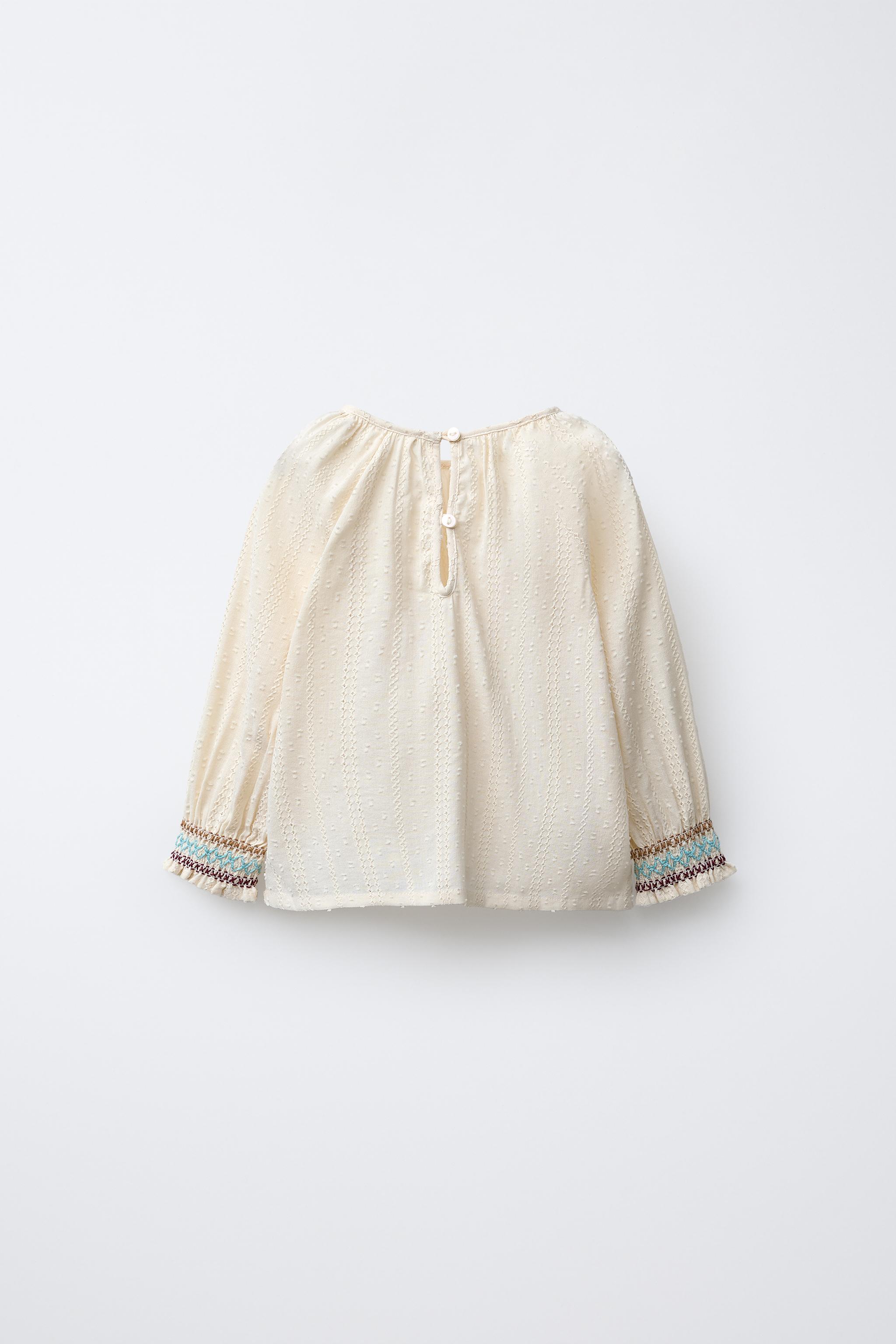 EMBROIDERED SWISS DOT SHIRT - Ecru | ZARA United States