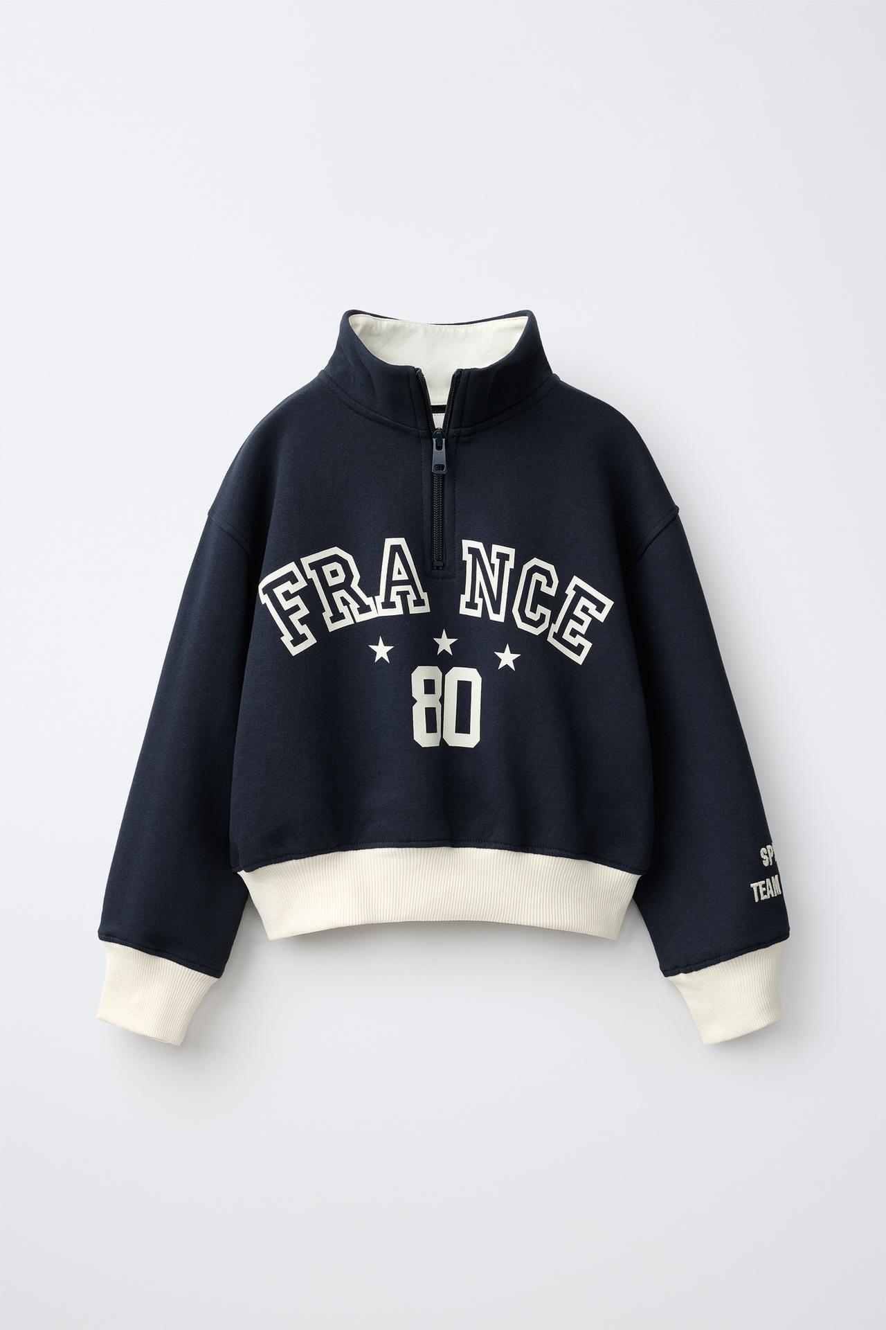EMBOSSED TEXT SWEATSHIRT — Navy blue
