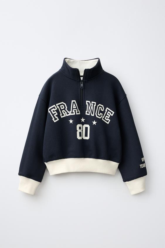 SWEATSHIRT MIT STRUKTURIERTEM TEXT - Marineblau von Zara - Bild 0