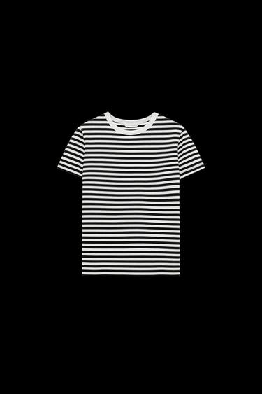 Zara INTERLOCK SHORT SLEEVE T-SHIRT - striped - Image 0