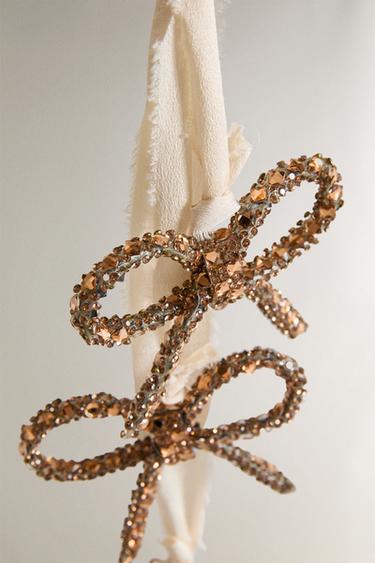 DÉCORATION CASCADÉE AVEC NŒUDS PAILLETTÉS DE NOËL - Or de Zara - Image 2